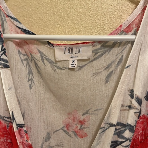 🌺 Peach Love 🌺 Tropical blossom bell sleeve tie top - Picture 3 of 5